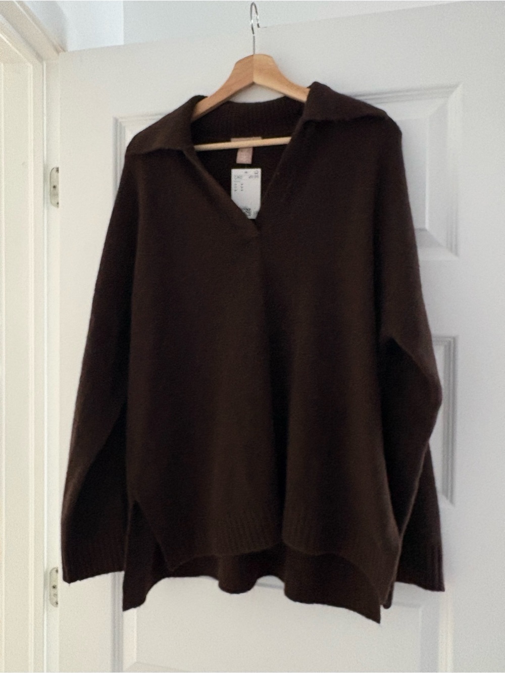 H&M Dark Brown V-Neck Collared Sweater